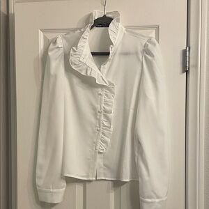 Shein Never Worn White Ruffled Blouse